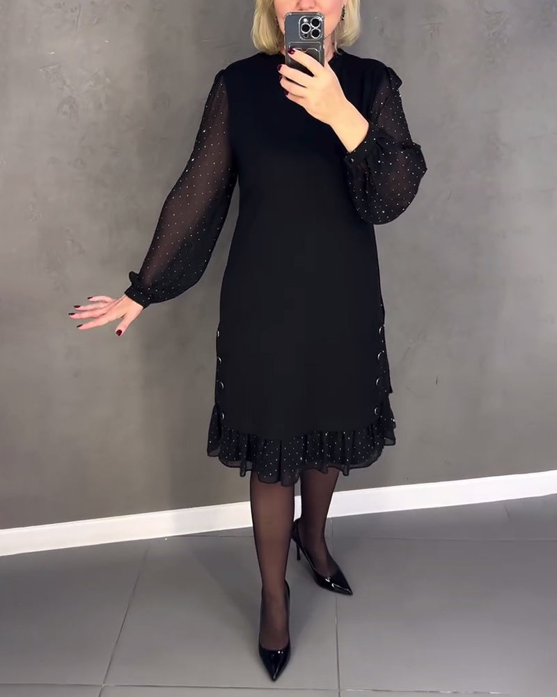 ELIANA | Elegante Jurk met Transparante Mouwen en Flatterende Snit voor Herfstgelegenheden