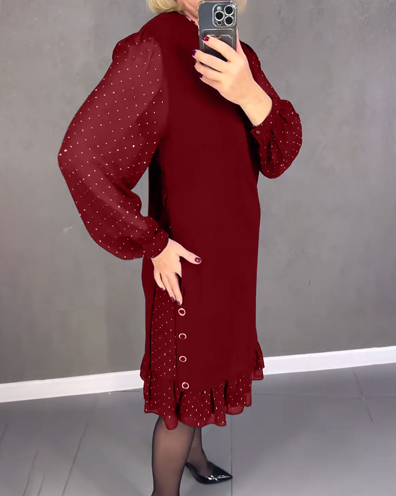 ELIANA | Elegante Jurk met Transparante Mouwen en Flatterende Snit voor Herfstgelegenheden