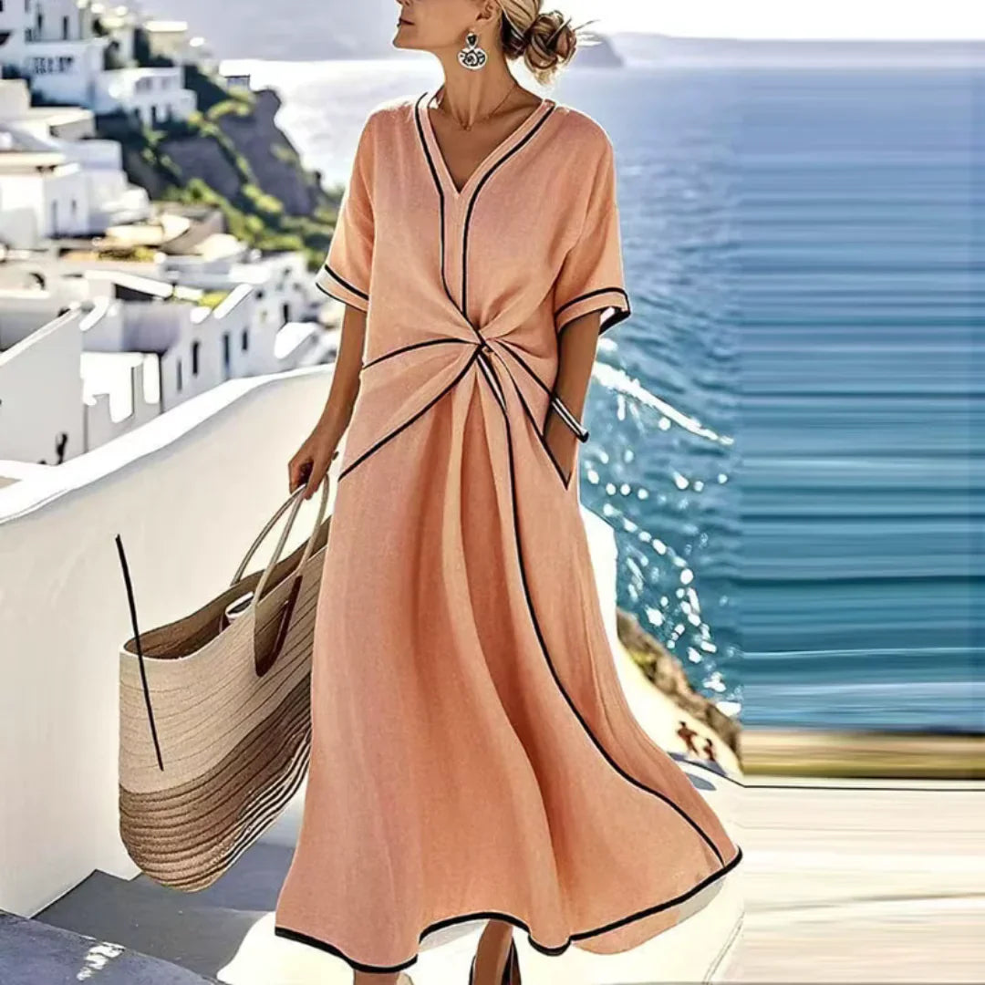 Mila | Elegante Jurk met Flatterende Taille en Vakantie Chic