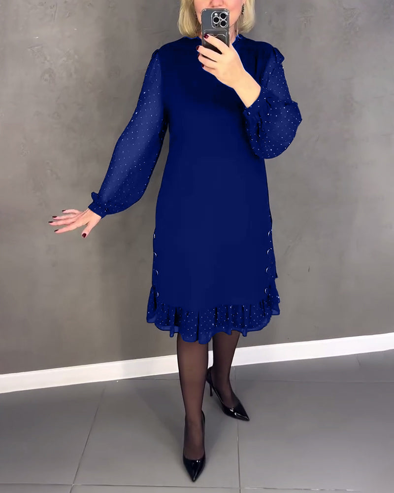 ELIANA | Elegante Jurk met Transparante Mouwen en Flatterende Snit voor Herfstgelegenheden
