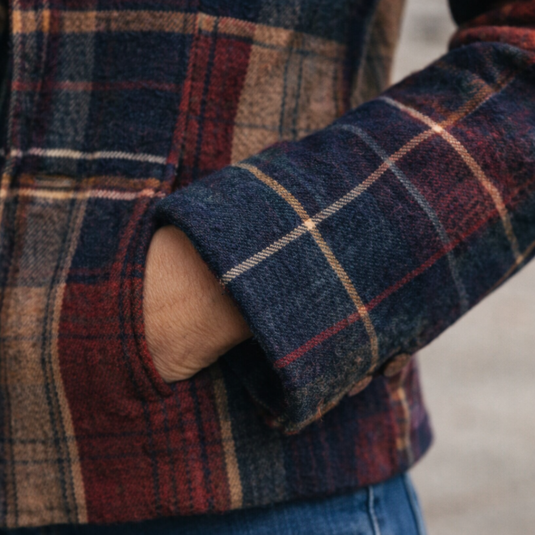 Fleur | Geruite Tussenjas met Comfortabele Warmte en Tijdloze Stadsstijl