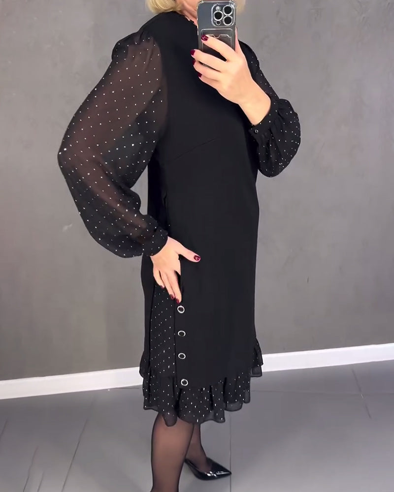 ELIANA | Elegante Jurk met Transparante Mouwen en Flatterende Snit voor Herfstgelegenheden