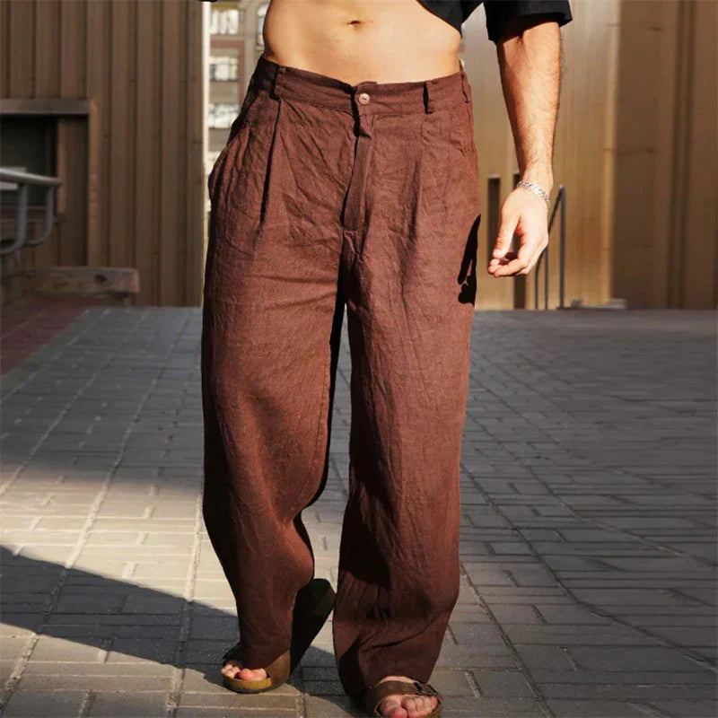 DARIO | LINEN BROEK MET WIDE LEGS