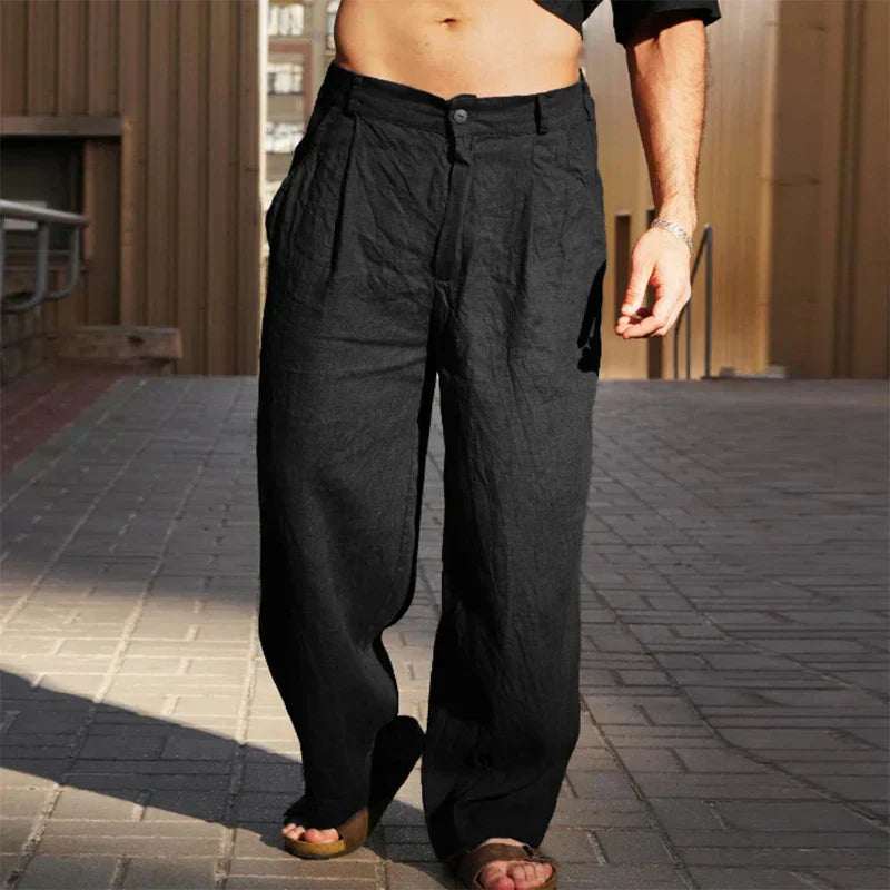 DARIO | LINEN BROEK MET WIDE LEGS