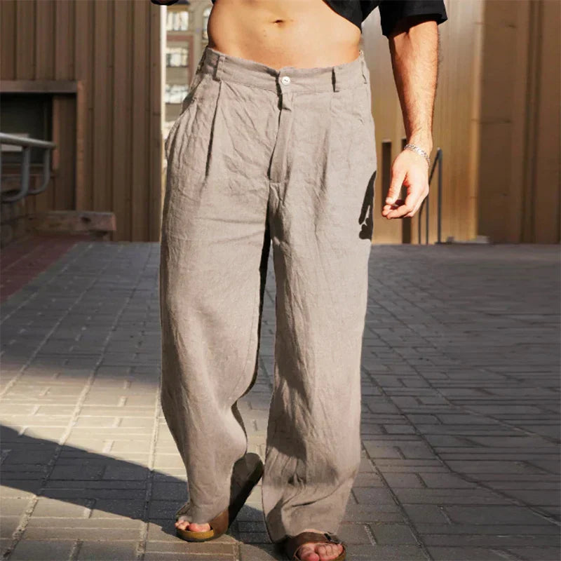 DARIO | LINEN BROEK MET WIDE LEGS