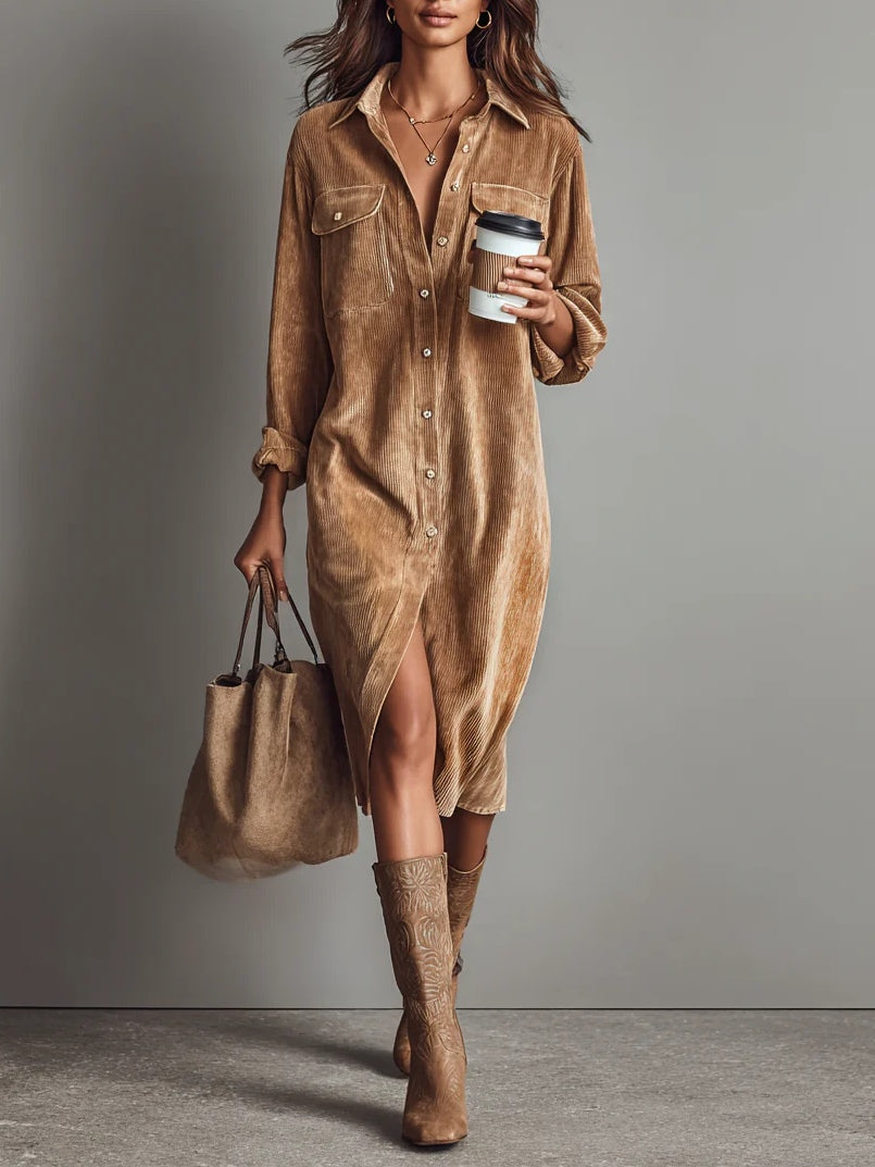 Elise™ Zachte Corduroy Jurk