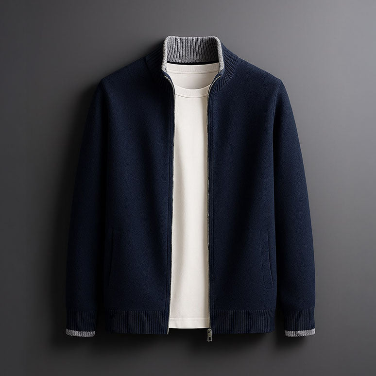 ROSSI ROMA™ | Heren Gebreide Jas met Ritssluiting Warmte en Elegante Dagelijkse Stijl