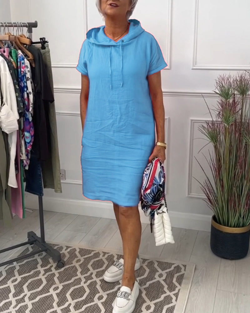 INES | Casual Jurk met Kap en Korte Mouwen Perfect voor de Zomer