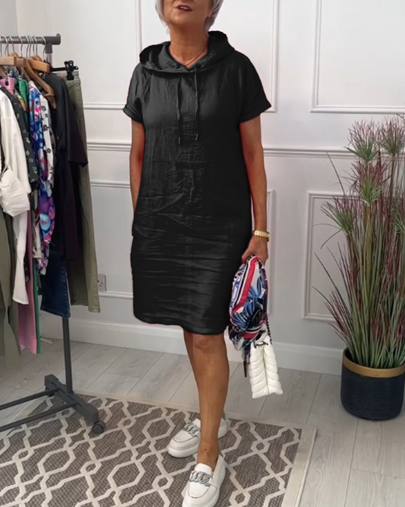INES | Casual Jurk met Kap en Korte Mouwen Perfect voor de Zomer
