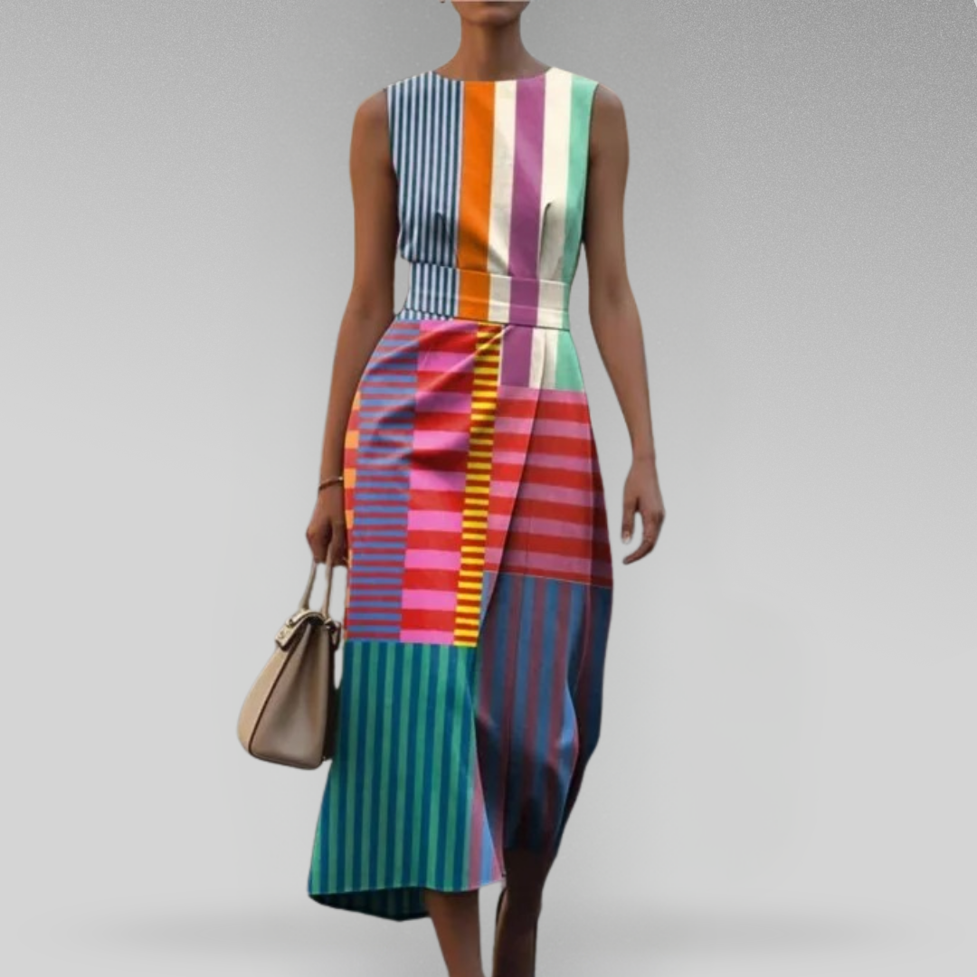 VIOLETTA | Zomerse Jurk met Geometrisch Design en Elegante Pasvorm