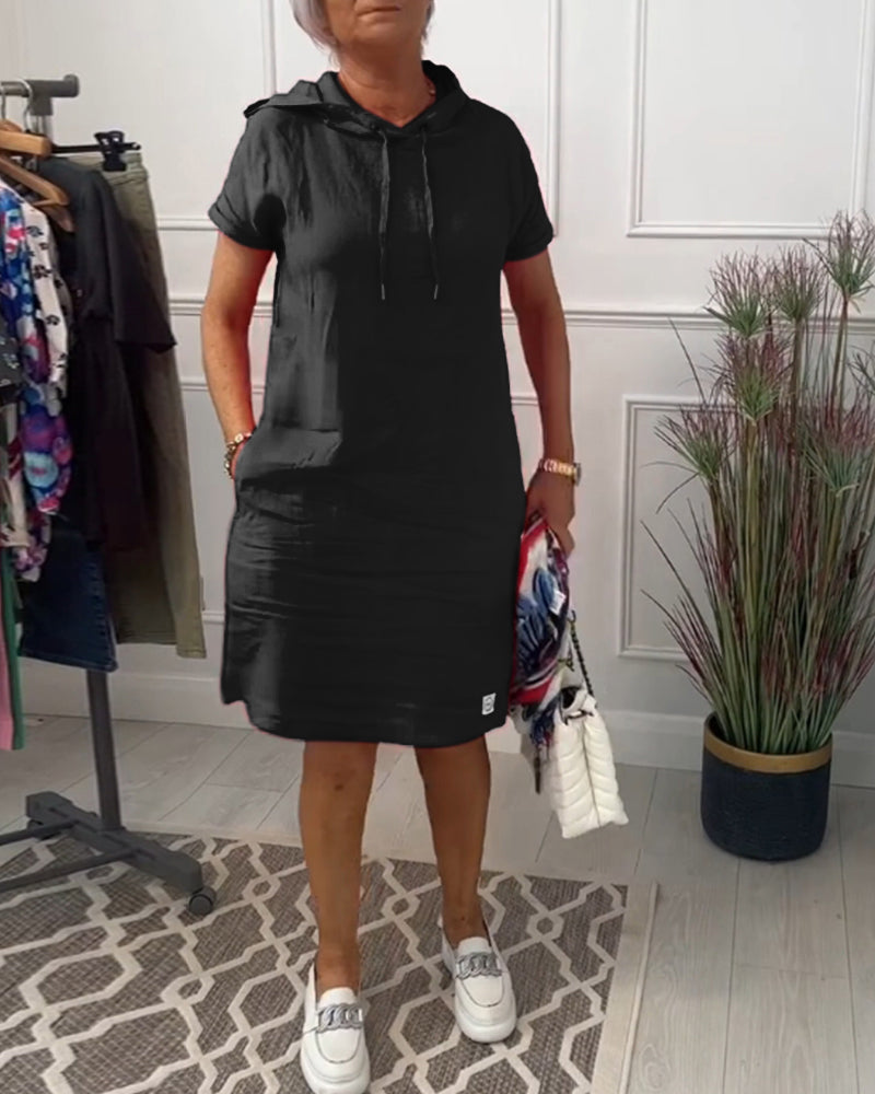 INES | Casual Jurk met Kap en Korte Mouwen Perfect voor de Zomer