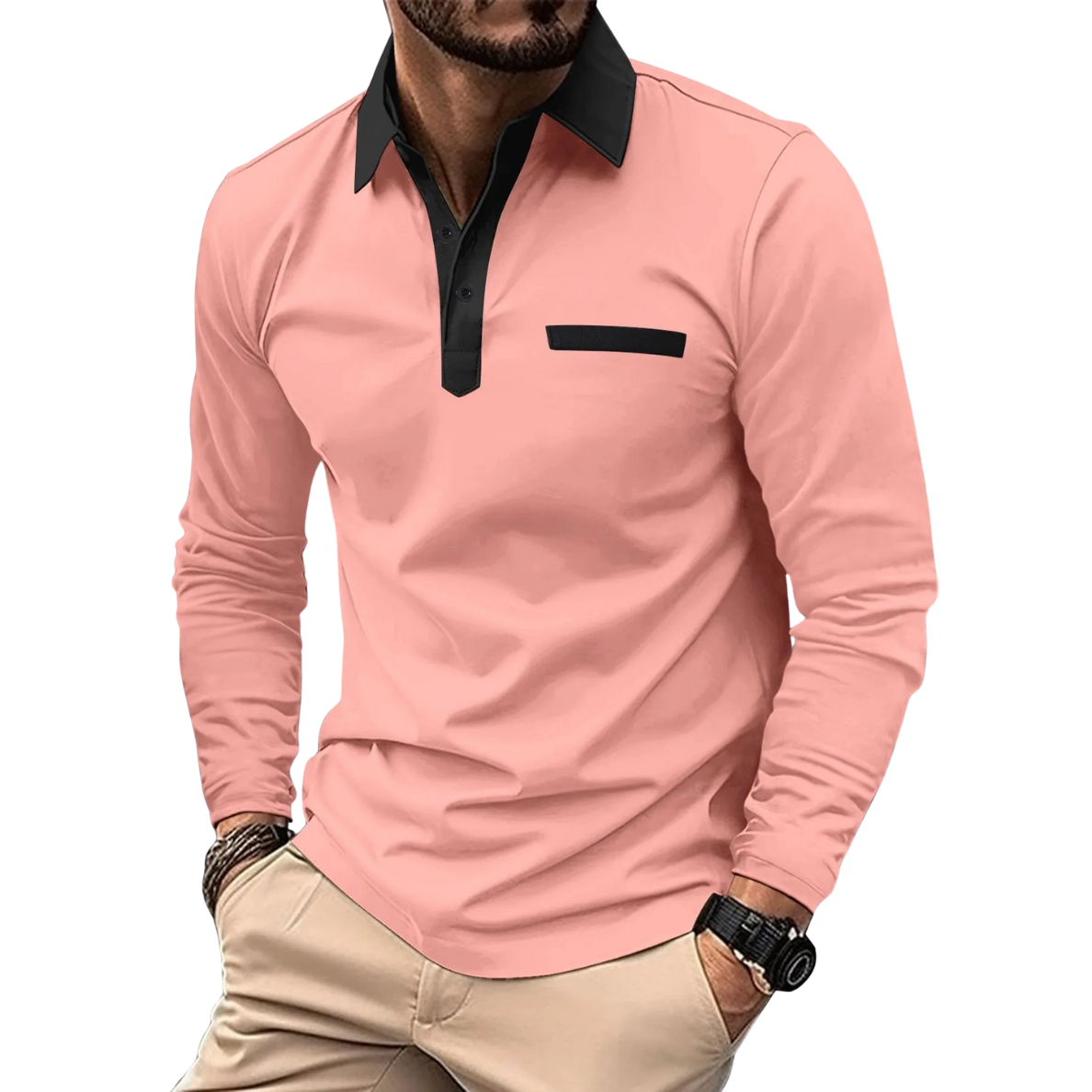 LÉANDRE | ELEGANTE BICOLOR POLO MET CONTRASTERENDE DETAILS