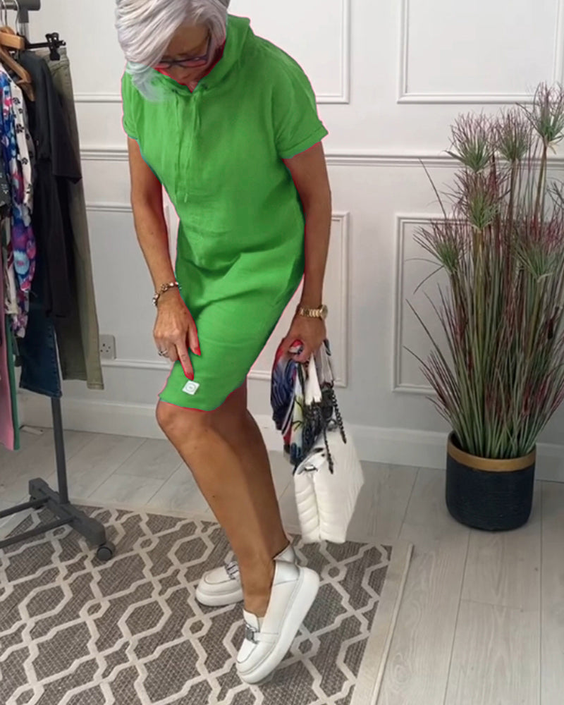 INES | Casual Jurk met Kap en Korte Mouwen Perfect voor de Zomer