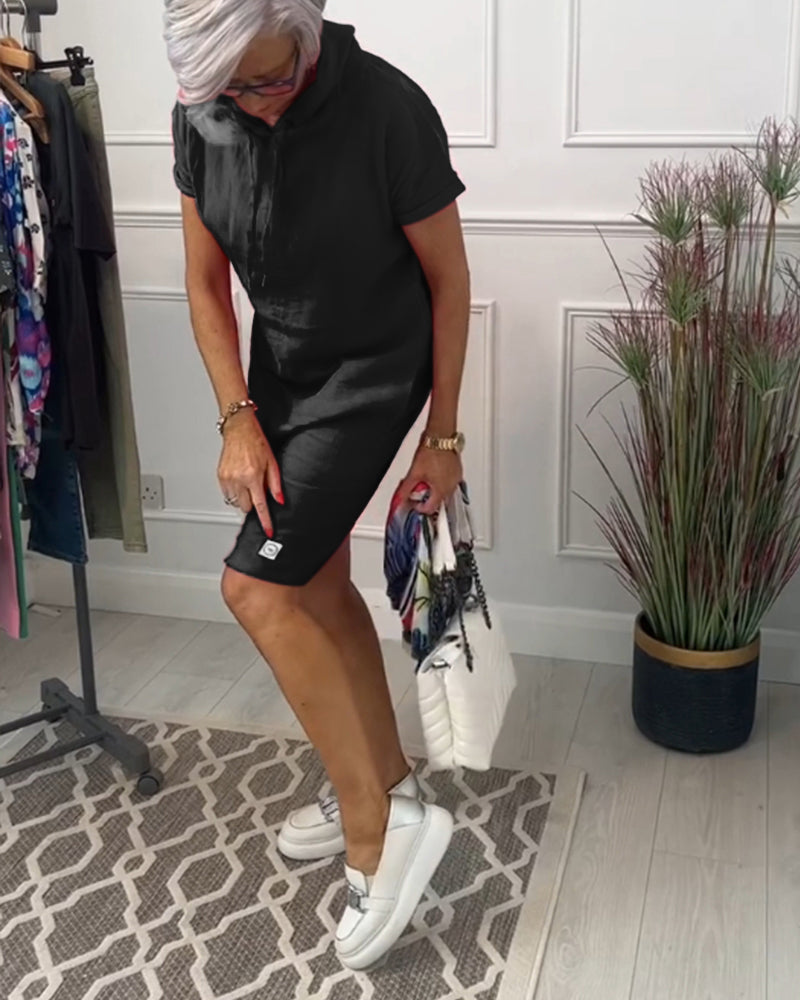 INES | Casual Jurk met Kap en Korte Mouwen Perfect voor de Zomer