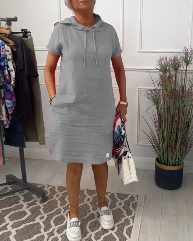 INES | Casual Jurk met Kap en Korte Mouwen Perfect voor de Zomer