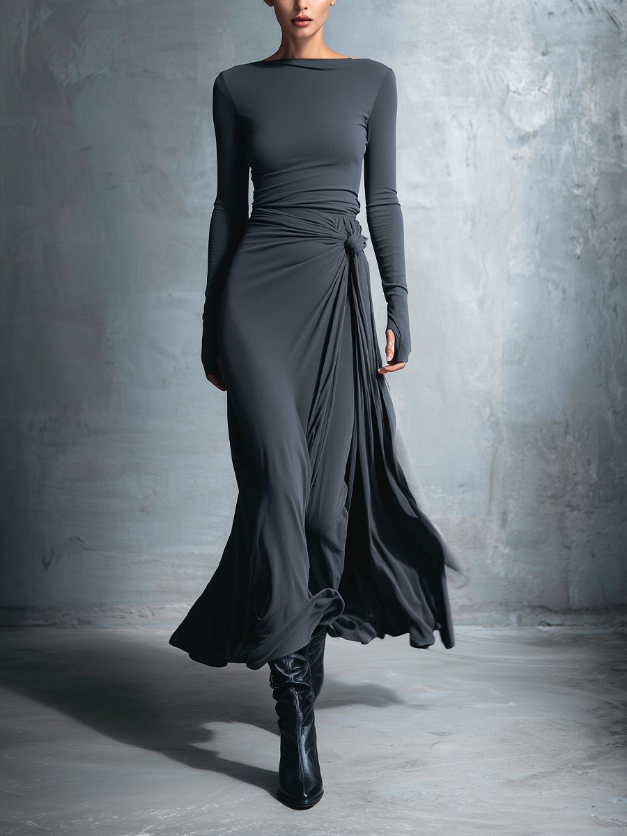MARIT™ | Maxi Jurk met Tailleaccent en Vloeiende Elegantie voor Tijdloze Avonden