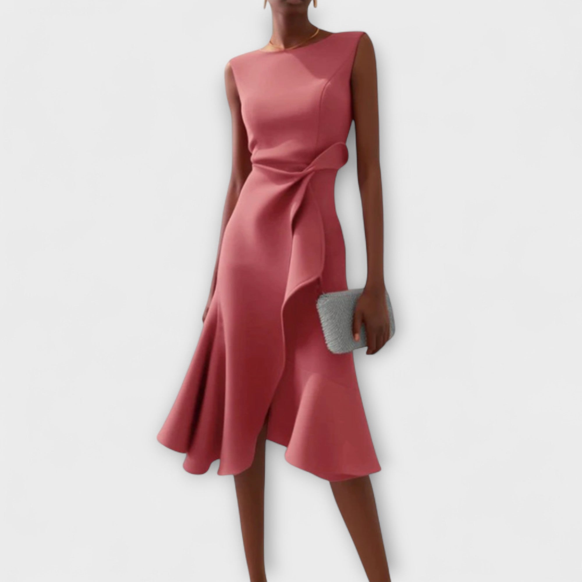 Juliette – Asymmetrische Midi Jurk met Drapage