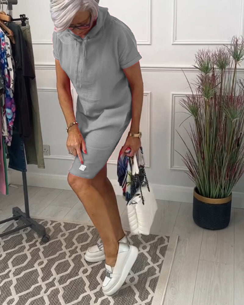 INES | Casual Jurk met Kap en Korte Mouwen Perfect voor de Zomer