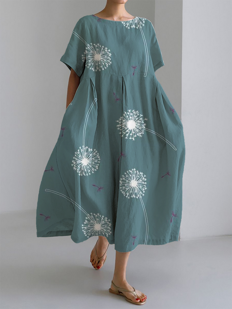 GABRIELLA | Maxi Zomerjurk met Totaal Comfort en Dandelion Print voor Momenten van Vrijheid