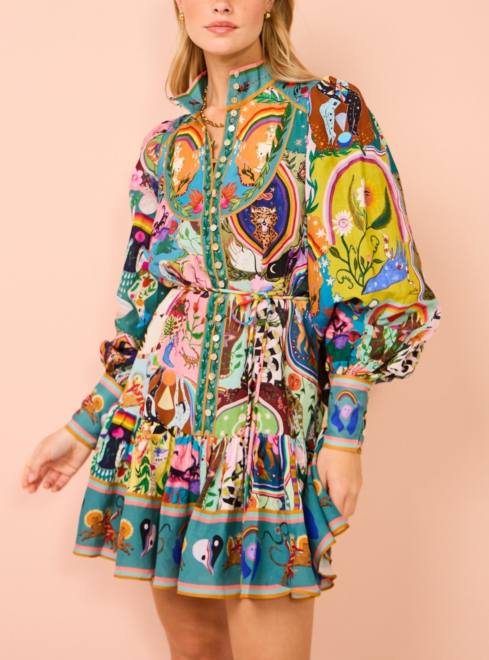 Casual mini-jurk met graffiti-print Evergreen