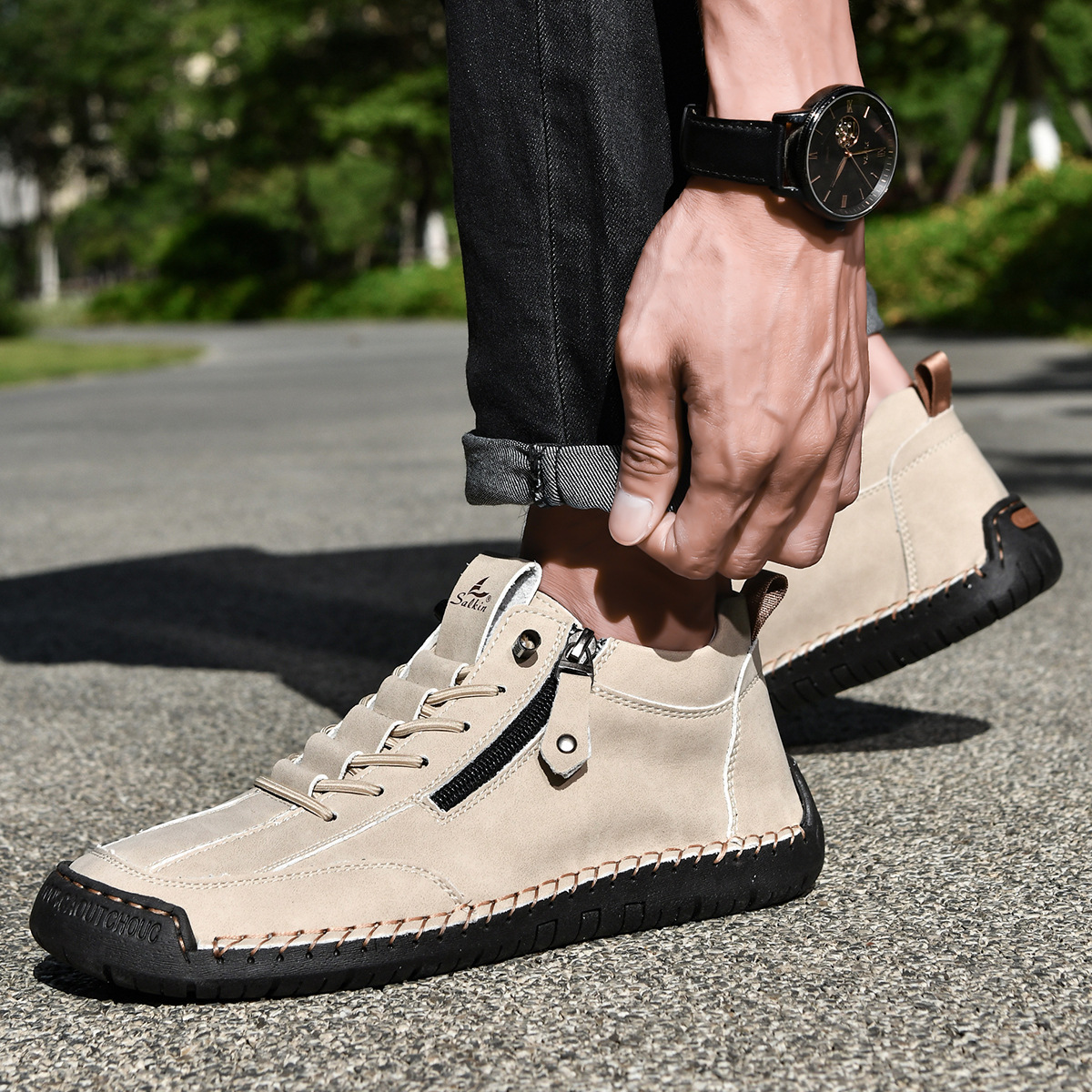Christian™ | Nubuckleder Schoenen met Rits voor Mannen