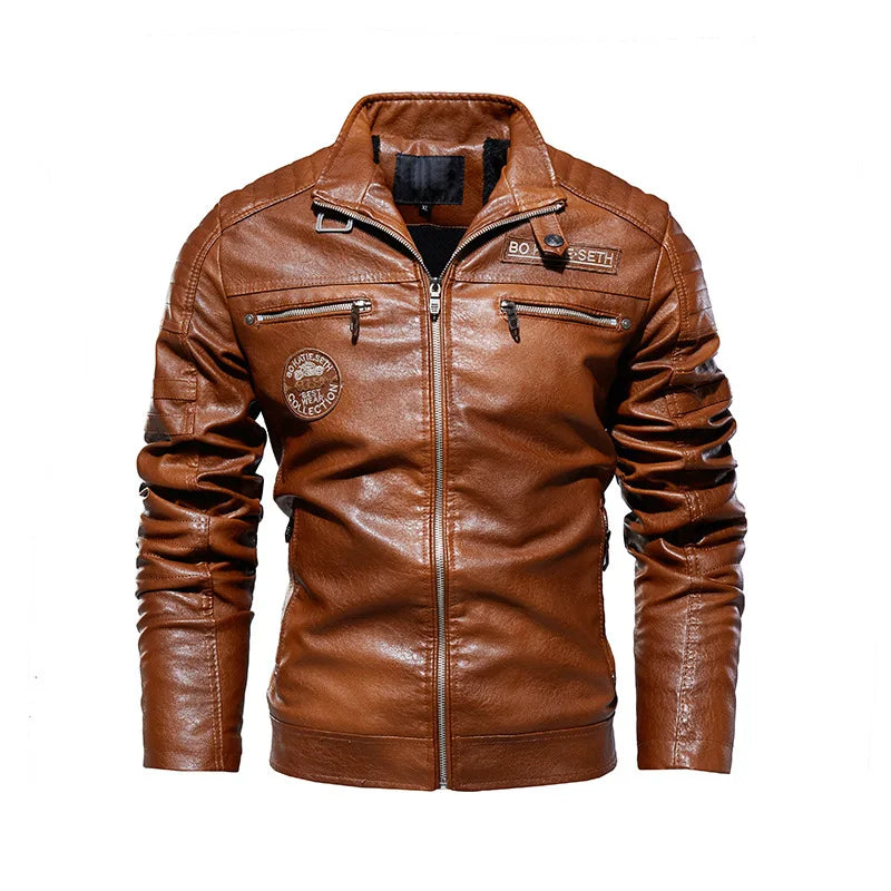 Seth™ | Retro Leren Patch Jacket