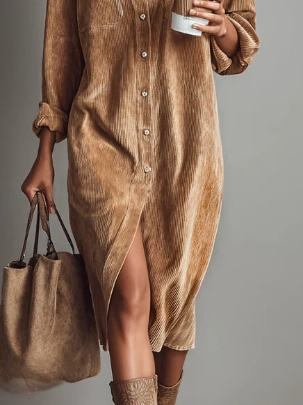 Estela | Losse midi corduroy jurk