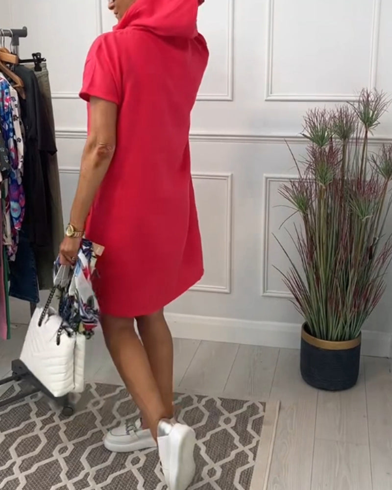 INES | Casual Jurk met Kap en Korte Mouwen Perfect voor de Zomer