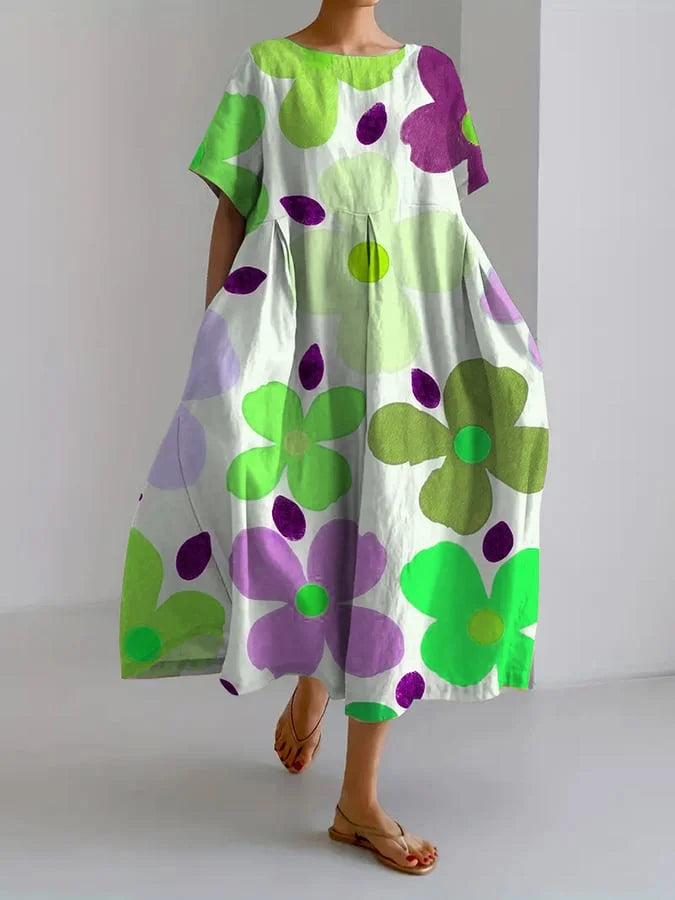 ELIANA | Midi Bloemenjurk met Zorgeloze Stijl en Zomercomfort voor Kleurrijke Dagen