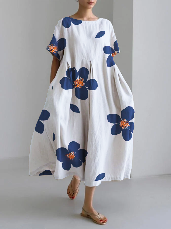 CATERINA | Lange Zomerjurk met Levendige Bloemen en Zachte Comfort voor Zonnige Dagen