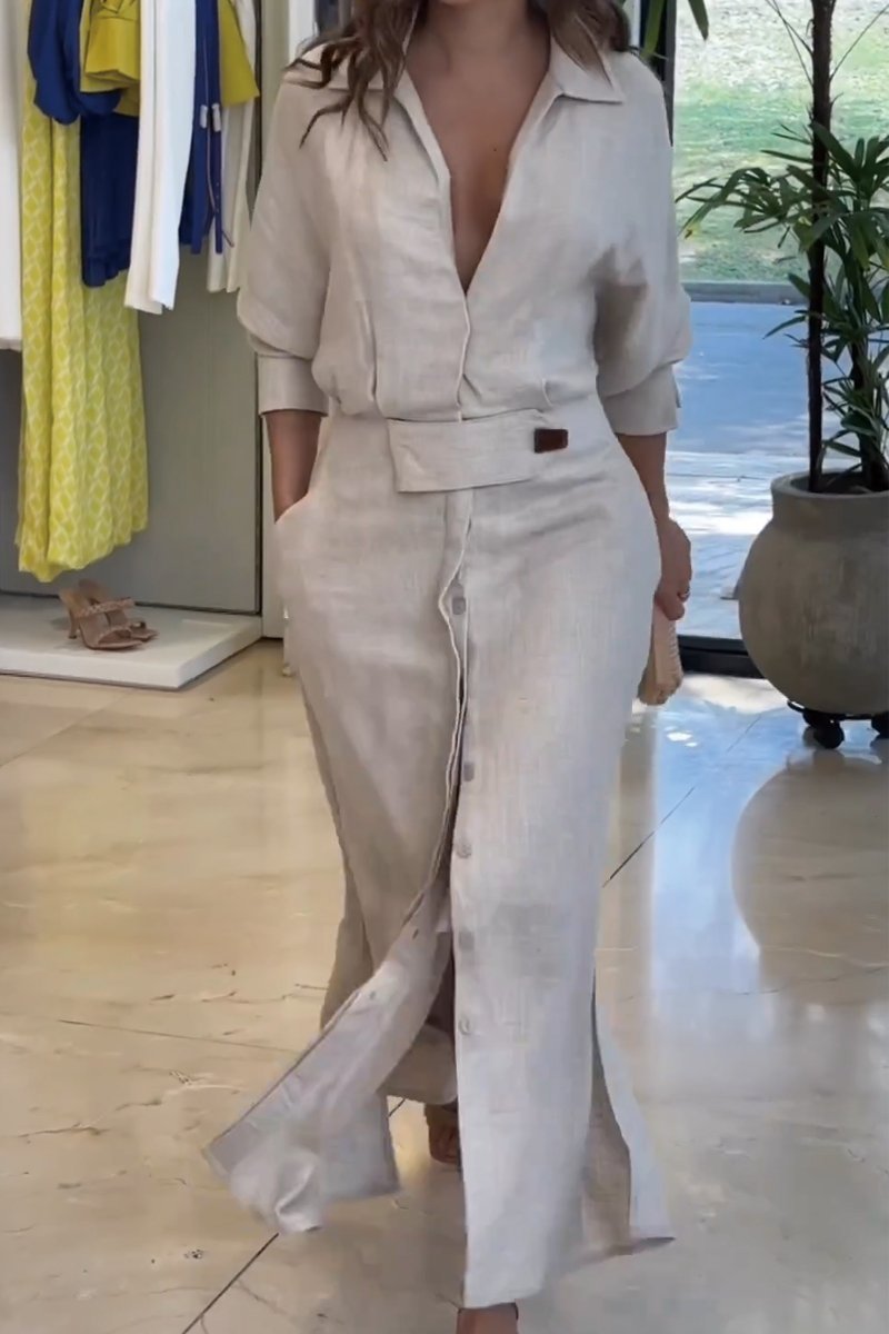 ELISABETTA | Maxidress Elegante met V-hals en Vloeiende Snit voor de Chic Zomer