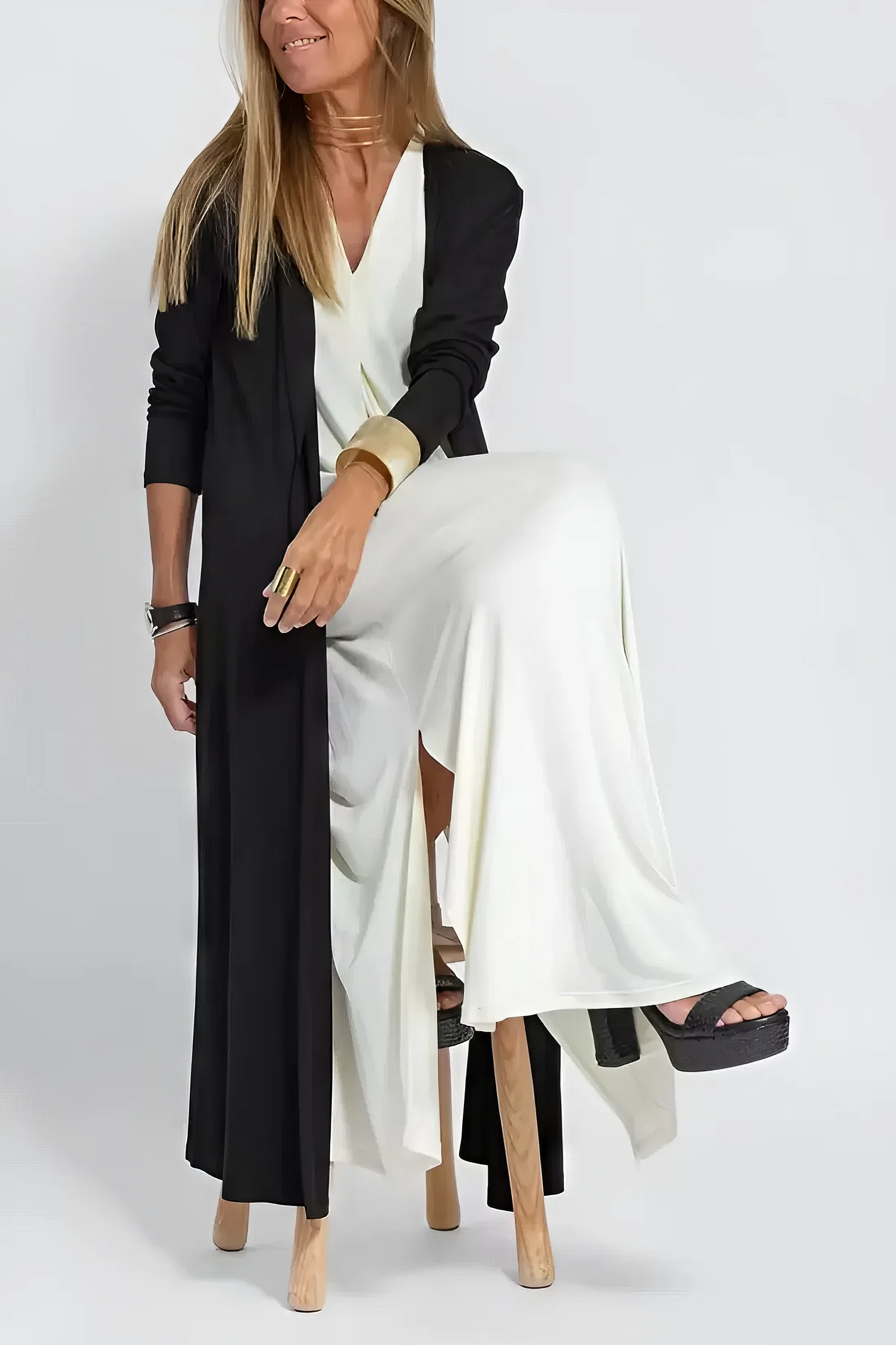 ELISE | Elegante Lange Jurk met Bijpassende Cardigan Gratis